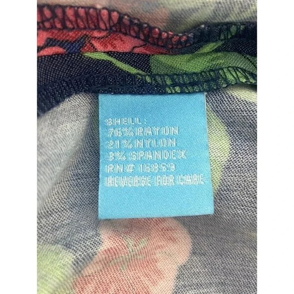 J.McLaughlin Pants Stretch Side Zipper Skinny Navy Blue Green Pink Floral 4 - Picture 4 of 4